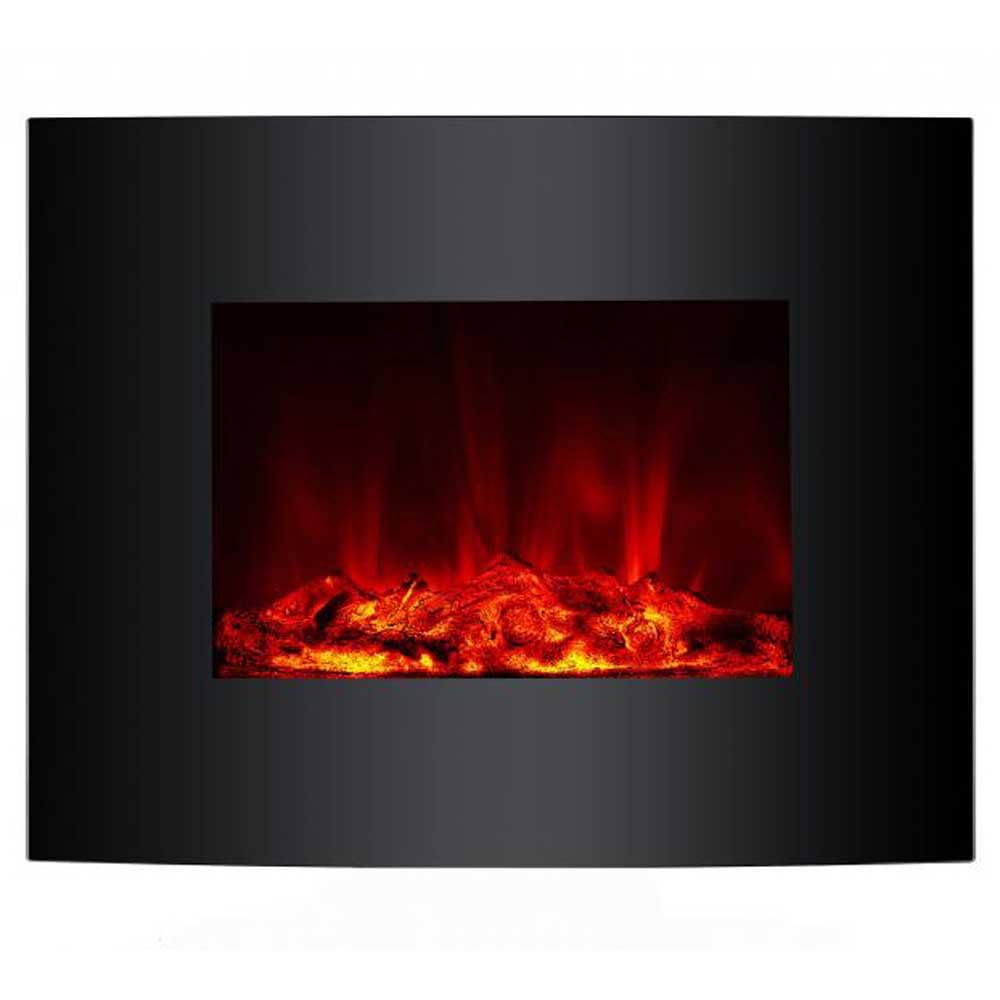 Chimenea Eléctrica, 2000W, Cristal Templado Negro, con pie y Mando a Distancia CHE-340 Purline