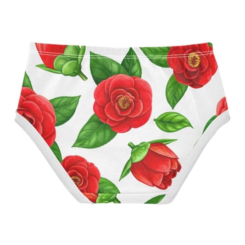Red Floral Green Leaves White Toddler Girls Underwear 2t Cotton Panties Little Girl Designer Kids Undies Briefs2