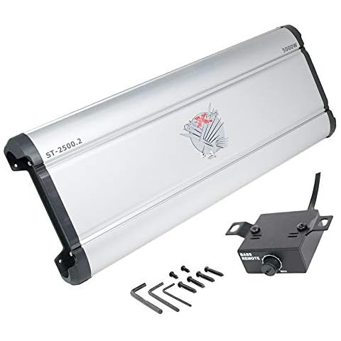 SoundXtreme Car Amplifiers ST-2500.2 5000W 2 Channels Class AB MOSFET Amp 2/4 Ohm Stable with Remote Sub Control Cover