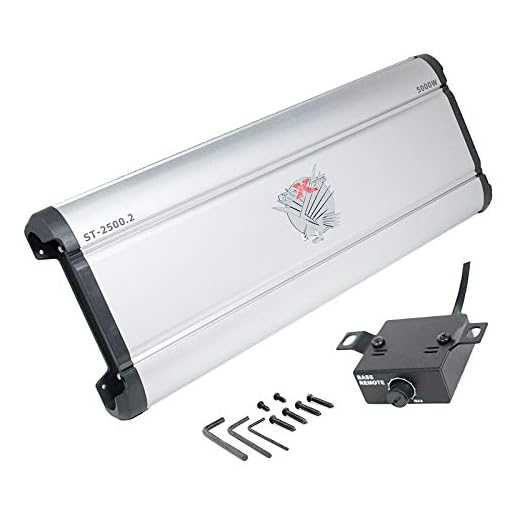 SoundXtreme Car Amplifiers ST-2500.2 5000W 2 Channels Class AB MOSFET Amp 2/4 Ohm Stable with Remote Sub Control