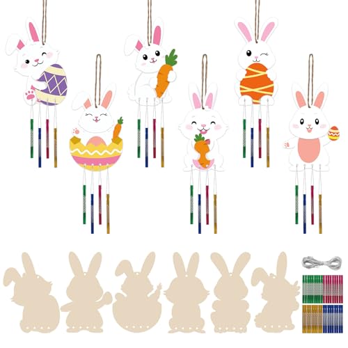 Hedeey 12 Packs Easter Wind Chime Kit for Kids, Make...
