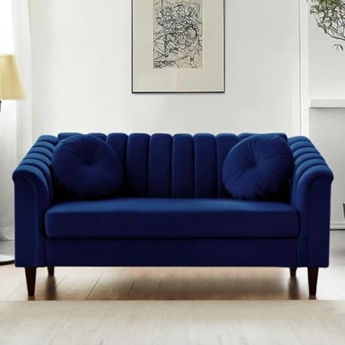 Image of FURNY Dorano 2 Seater Fabric Premium Sofa Set for Living Room - (Blue)