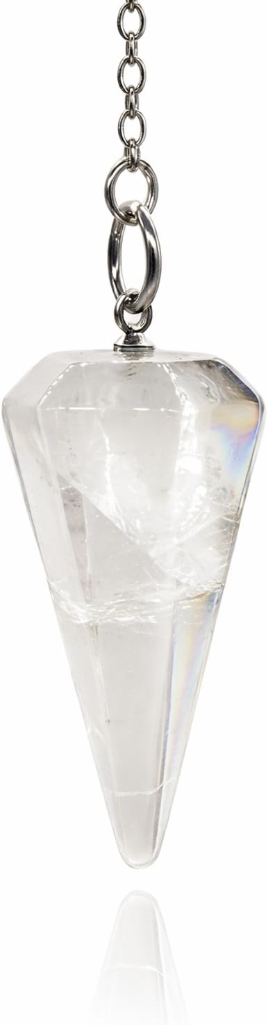 Polar Jade Pendulum Made of Natural Gemstone Crystals for Dowsing Divination Chakra Reiki. Pointed with Chain and Jewelry Pouch