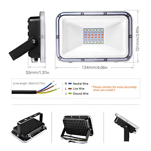 Viugreum 30W Rgb Flood Light Outdoor, New Appearance Design, 2400Lm Changing Color Dimmable, Ip65 Waterproof Security Light, Suitable For Garage Courtyard Terrace Passage Porch Landscape Lighting #TOP1