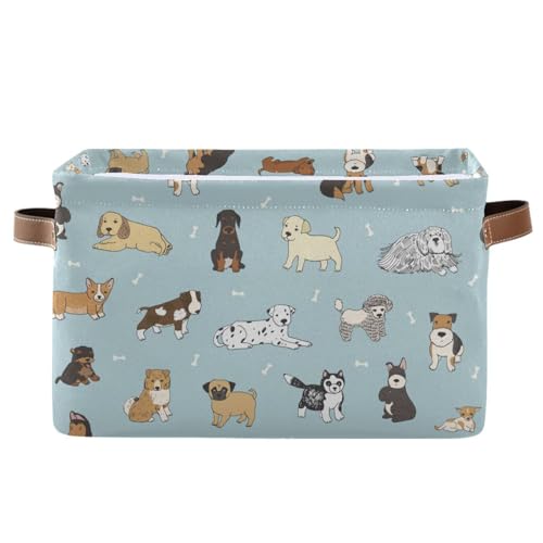 XUWU Multi-purpose Storage Basket Bin Cute Dog Puppy Organizer Collapsible Shelf Basket Cube with Handle for Nursery Bedroom Bathroom