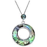 Dimensions: 40mmx29mm Générique Pendentif nacre abalone serti en forme d\' anneau rond et en argent massif