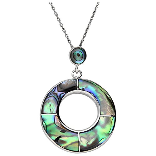 Pendentif nacre abalone anneau argent massif idée cadeau femme