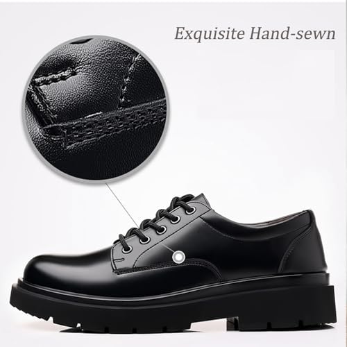 Mens Leather Lace Up Platform Dress Oxford Shoes Modern Comfortable Classic Chunky Heel Business Casual Formal Shoes for Wedding Work Party4
