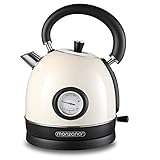 TEMPERATURVARIABEL: Sie können den Retro Wasserkocher entweder bis zur automatischen Endabschaltung laufen lassen oder dank der integrierten Anzeige auf die gewünschte Temperatur bringen und manuell abschalten.