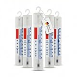 Lantelme 5 thermomètres analogiques pour réfrigérateur, congélateur, glacière   avec Crochets   +/  40°C 3293