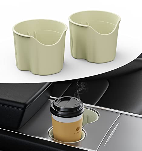 2022 2021 Tesla Model Y Model 3 Center Console Cup Holder Insert, HolderProf Water Cup Holder Insert Design for Tesla All Model 3/y 2017-2022 Center Console Accessories, Pack of 2, Brown
