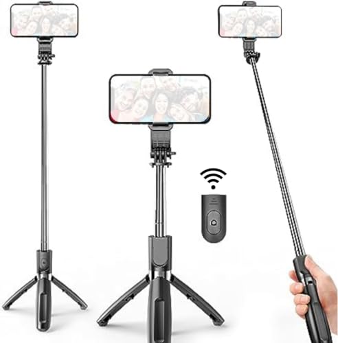 Bastão de Selfie Bluetooth com Tripé e Controle Remoto – Ideal para Android e iOS, Rotação 360º, 5 N