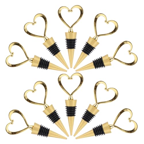 Tapón de vino en forma de corazón de aleación dorada para botellas (paquete de 12 piezas) 2