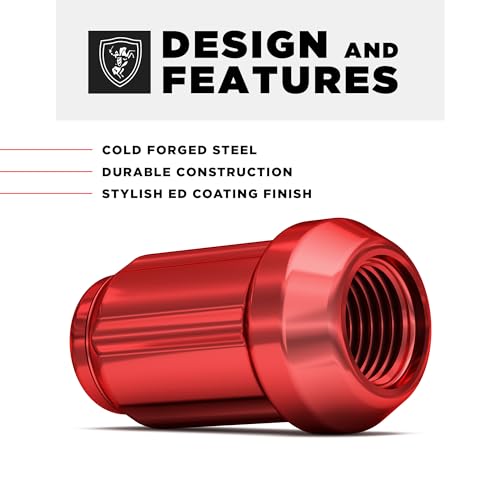 Image of White Knight 3804RDT-20AM 1 /2 inch-20 Red 6 Spline Lug Nut with Key, 20 Pack (for AFTERMARKET Wheels with Smaller 0.80 inch Diameter Seating)