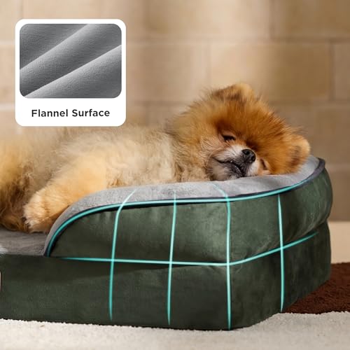 Image of Bedsure Orthopedic Dog Beds for Small Dogs - Washable Small Dog Cat Bed Waterproof, Comfort Pet Couch Sofa with Washable Removable Cover, Pets Bed with Nonskid Bottom, Boreal Canopy Green, 24 inch