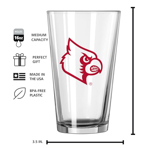 Image of Logo Brands NCAA 16 oz Pint Glass - Durable Glass With Bold Team Color- Chip-Resistant Rim Drinkware For Fans, Tailgates, Home Bars & Everyday Use