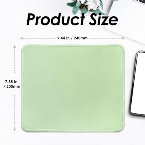 Image of FROGIGO Mouse Pad with Stitched Edges - Solid Color Mousepad for Women, 9.25 x 7.75 inch Washable Square Desk Pad, Non-Slip Rubber Base, Office Home Laptop Accessories - Sage Green