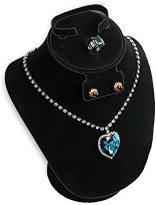 Black Velvet Jewelry Earring Necklace Ring Combination Display Stand Holder