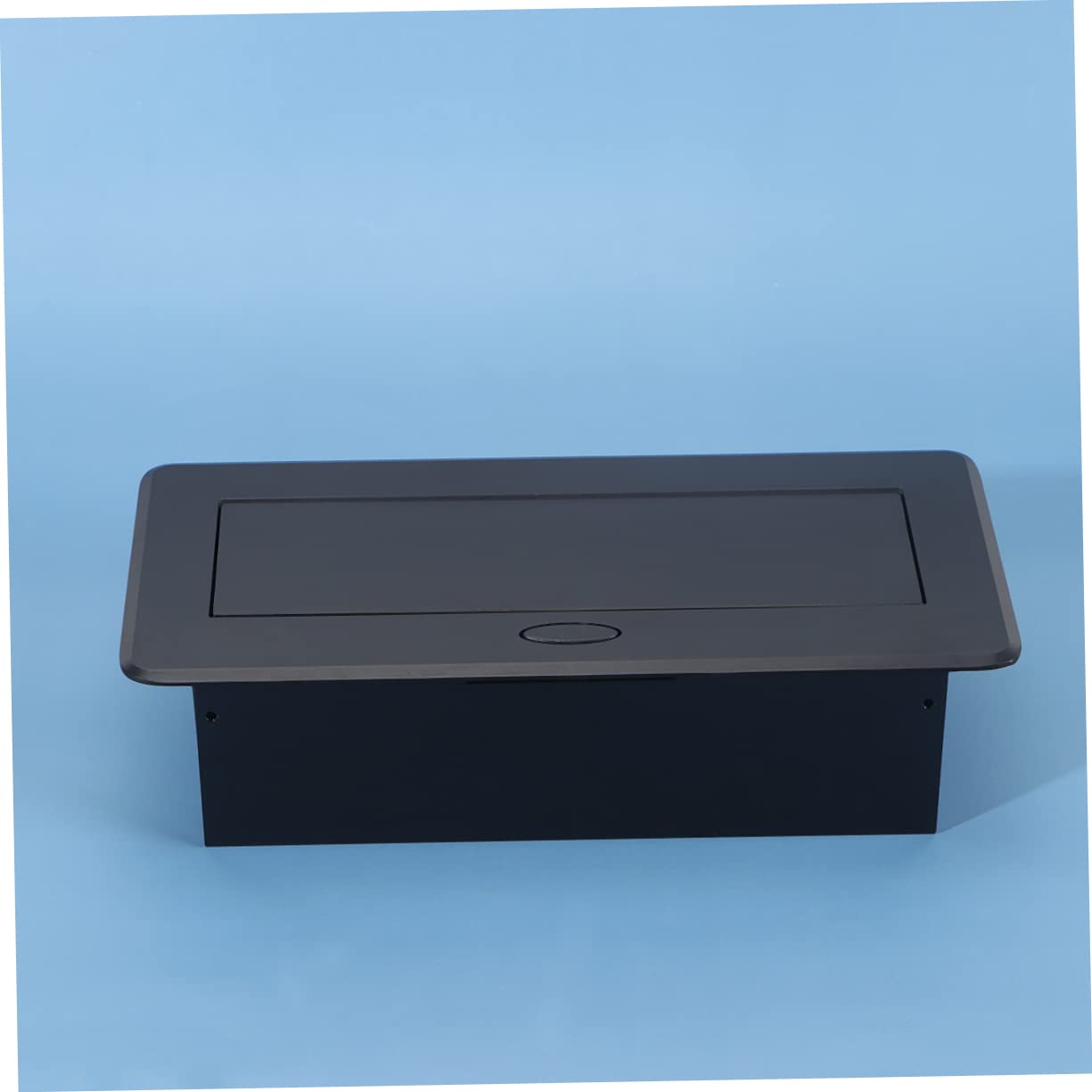 Caja de Conexión Multimedia Emergente Circular 3 Tomas Europeas | Aleación de Aluminio y Acero, Acabado Negro, Ligera y Resistente para Sala de Reuniones y Aula
