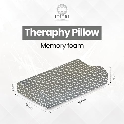 Image of Slow Rebound Pillow Set of 2, Memory Foam Therapy Pillow for Sleeping, Ergonomic Contour Support for Side and Back Sleepers, Removable Cover, Grey, 48 x 30 x 6 to 9 cm Home Comfort