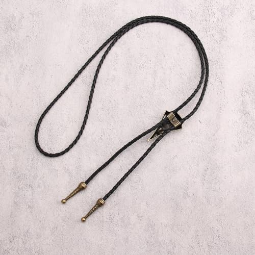 Image of Jeilwiy Bolo Tie for Men Western Cowboy Tie Necklace Gold Bolo Tie Leather Necktie Halloween Tie Accessories for Women