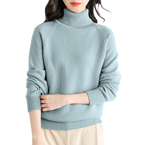 Suéter de cuello alto para mujer, de forro polar, de color liso, de gran tamaño, suave, acogedor, holgado, a rayas, de manga larga, suéter de punto cálido para invierno, verde menta, XL