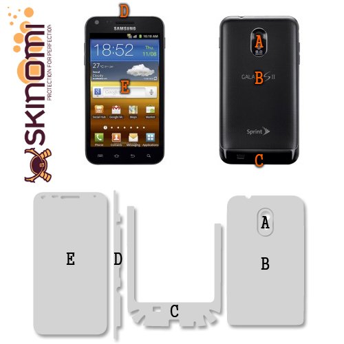 Skinomi Dark Wood Full Body Skin Compatible With Samsung Galaxy S Ii 4G (Virgin Mobile, Boost Mobile)(Full Coverage) Techskin With Anti-Bubble Clear Film Screen Protector #TOP7