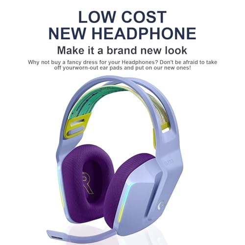 G733 Almohadillas de Tela de Malla Reemplazo para Auriculares Compatible con Logitech G733 Lightspeed RGB Inalámbrico Almohadillas de Memoria de Alta Densidad - Morado miniatura 3