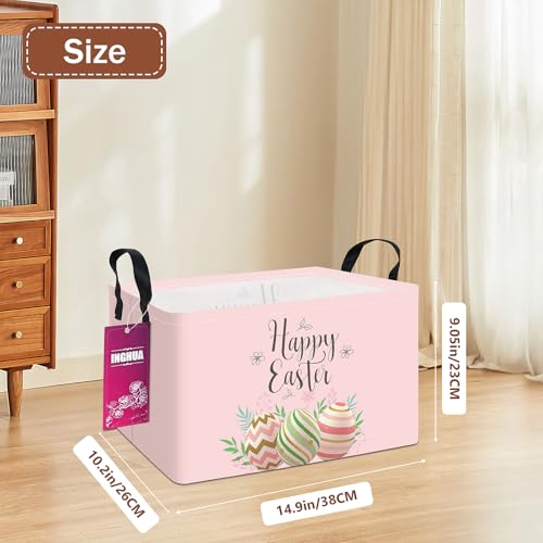 Image of Rectangular Easter Storage Basket | Fabric Organizer Bin for Books,Clothes,Gifts,Pets-Perfect for Home,Office,Nursery,Dorm,Shelf(Easter egg)