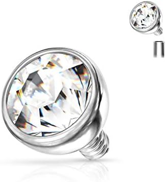 Inserti Piercing Dermal In Titanio 316L Paula & Fritz - Sfera Con Cristalli, Multi Colori - Foto 4