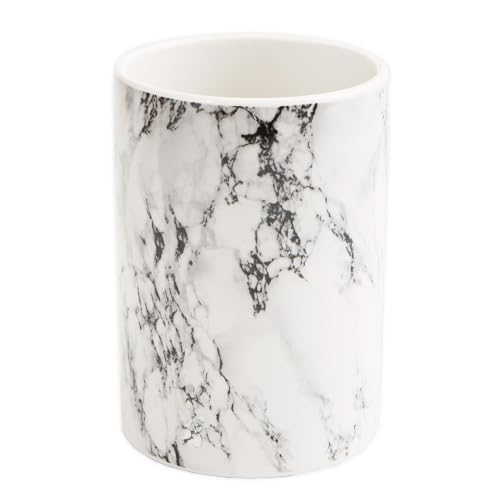 DII Kitchen Ceramic Utensil Holder White Marble Pattern