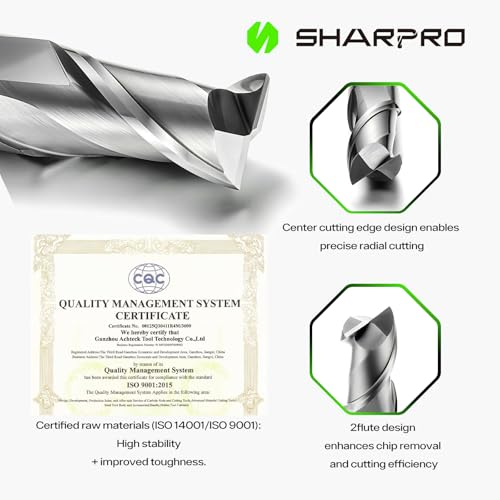 Image of 3 /4 End Mills 3 /4 Inch Shank, 2 Flute Carbide Square Endmill with AlCrN Coated, Upcut Spiral CNC Router Bits for Alloy Steel, Metal and Stainless Steel