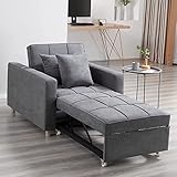 CYH Convertible Chair Bed 3-in-1, Sleeper Chair Bed, Multi-Functional Adjustable Recliner, Sofa, Bed, Single Bed Chair with Modern Linen Fabric(Dark Grey), 40.16D x 35.04W x 32.28H in