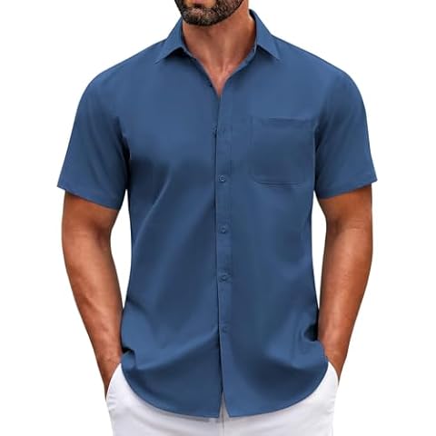 COOFANDY Men's Casual Short Sleeve Shirt Cover