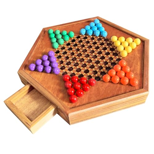 Juego de mesa Damas Chinas de madera con 72 canicas miniatura 1