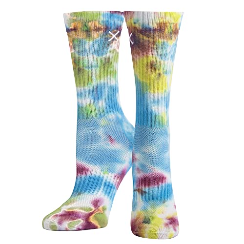 Image of Odd Sox - Basix Unisex Tie Dye Collection Crew Socks - Soft Cotton Blend, Breathable Cushioned Fit, Medium & Large Sizes