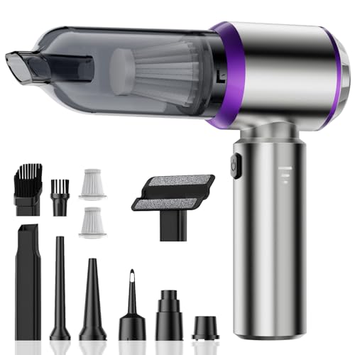 GlasFlength Aspirateur Voiture, 4-in-1 Aspirateur à Main à 3 Vitesses avec Moteur sans Brosse...