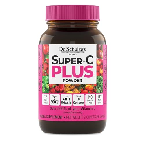 Dr. Schulze's Super-C Plus - Vitamin C Supplement for Immune Support - Skin Health & Antioxidant Support - High-Potency Formula - Plant-Based Superfood - Gluten-Free & Vegan - 2 oz (20 Servings)