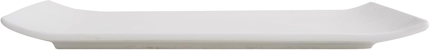 14x6.9 Inch White Ceramic Rectangular Plate (12 Pack), Sushi Serving Tray with Raised Ends, Minimalist Japanese Style, Subtle Textured Design