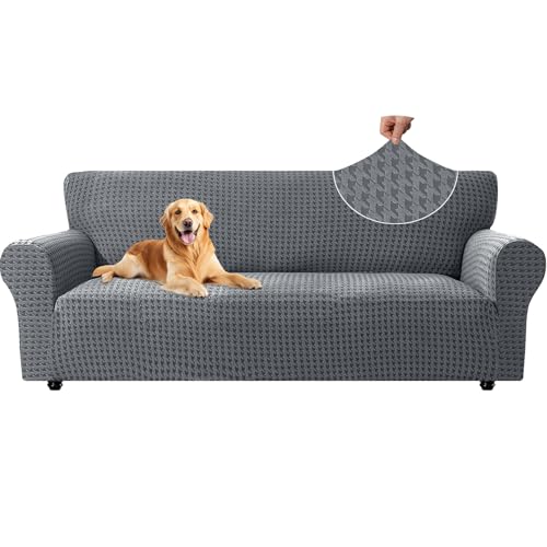 YSTELLAA Elasticas Funda Sofa 3 Plazas con Reposabrazos, Universal Fundas De Sofa Ajustables, Gruesa, Antideslizante, Antiarañazos, Antimanchas, Confort Suavidad, Gris Claro