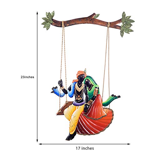 Wgloryind Wrought And Cast Iron Radha Krishna Wall Hanging Jhula (60.96 X 40.64 X 2.39 Cm, Multicolour) #TOP1