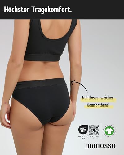 mimosso Lot de 5 slips taille haute confortables en coton bio pour femme - Respirants, extensibles et doux - Sous-vêtements confortables (Taille S à 2XL), multicolore, L – vue 3