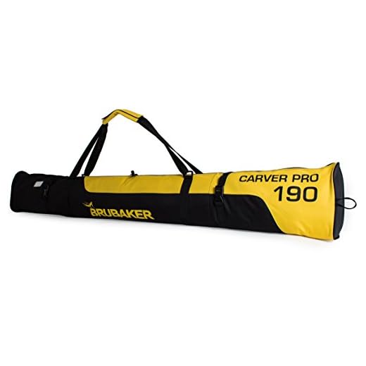 BRUBAKER Padded Ski Bag Skibag Carver Pro - Limited Edition - with Strong 2-Way Zip and Compression Straps - Black/Yellow - 74 3/4"