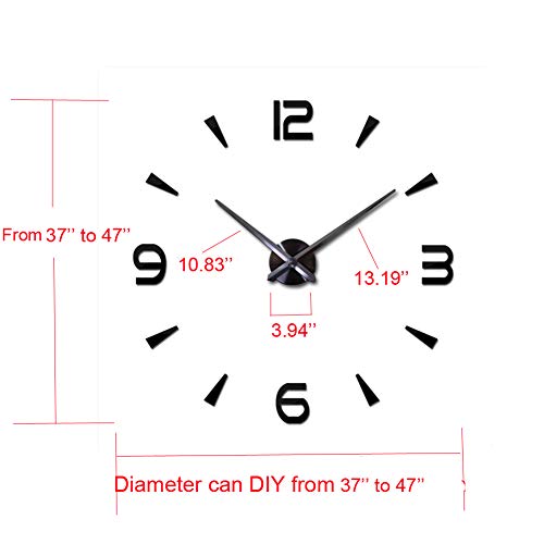 Creationstore Lozmom Large Diy Wall Clock Modern 3D Wall Clock With Mirror Numbers Stickers For Home Office Decoration #TOP1