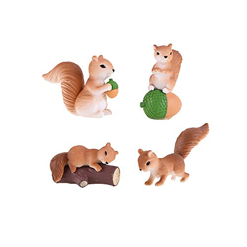 4 Pcs Squirrel Animal Figurine Ornament Home Ornament Decor, Garden Cake Top Decoration #TOP6
