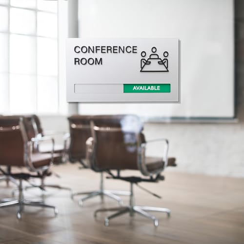 Türschild für Konferenzraum, für Büro, Meeting in Bearbeitung, in Gebrauch verfügbar, Schieberanzeige zeigt an, ob der Raum frei oder besetzt ist