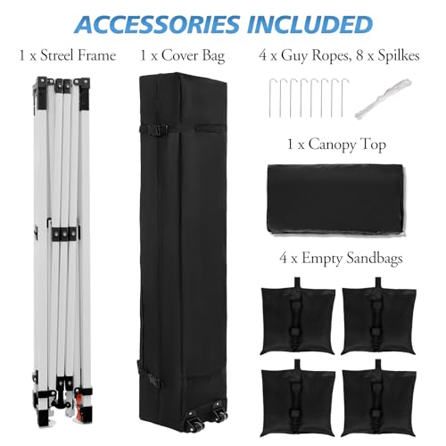 image for WEIZE 10x10 pop up Canopy Tent, One-Button Push Setup, Adjustable Heig