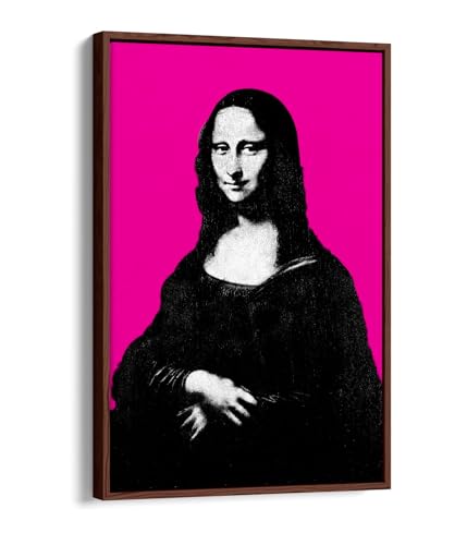 Mona Lisa Hot Pink Pop Art tableau décoration murale avec cadre en noyer 50x76