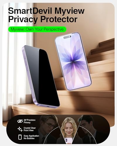 Image of SMARTDEVIL 2 Pack Tempered Glass for iPhone 17 Privacy Screen Protector | Military-Grade Shatterproof Protection, 9H Hardness, Anti-Spy Privacy Film, Fast & Easy Installation, Case Friendly Design