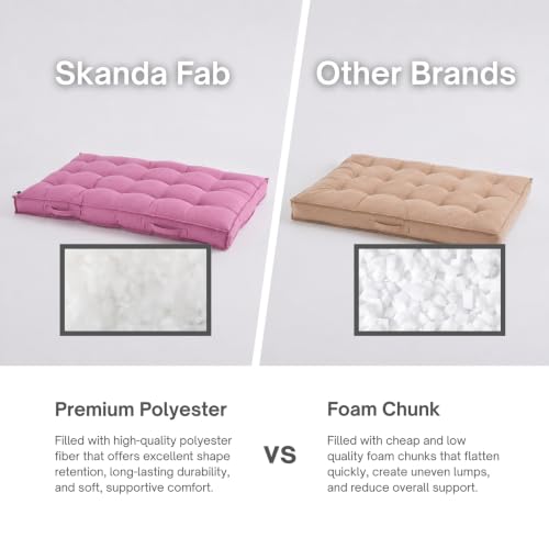 Image of Skanda Fab Low Seating Cushion -100% Cotton Twill, Hand-Plotted Microfiber Filling, Floor Cushion with 2 Back Support Cushions - Ideal for Living Room, Balcony, Lounge- 80x120 Lilac Purple (Pack of 2)